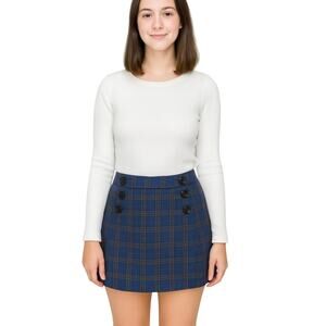 Gap size 8 wool blend lined blue plaid school girl skirt EUC mini flirty EUC